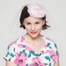 1960s Vintage Birdcage Wedding Veil Hat Pink Tulle Floral Cupcake Bridal Fashions