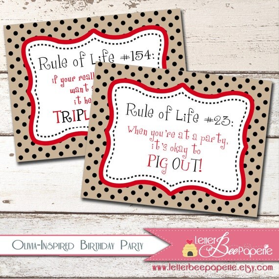 Olivia the Pig-Inspired Party Signs - DIY Printable Party Decorations - Choose Your Colors - Birthday Parties, Girls Birthdays Il_570xn