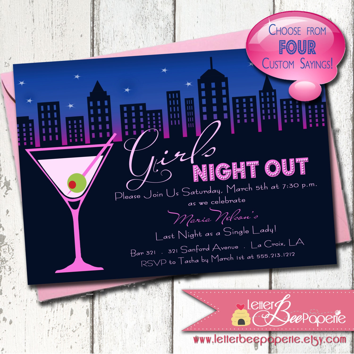 Bachelorette Party Invitation Girls Night Out Ladies Night