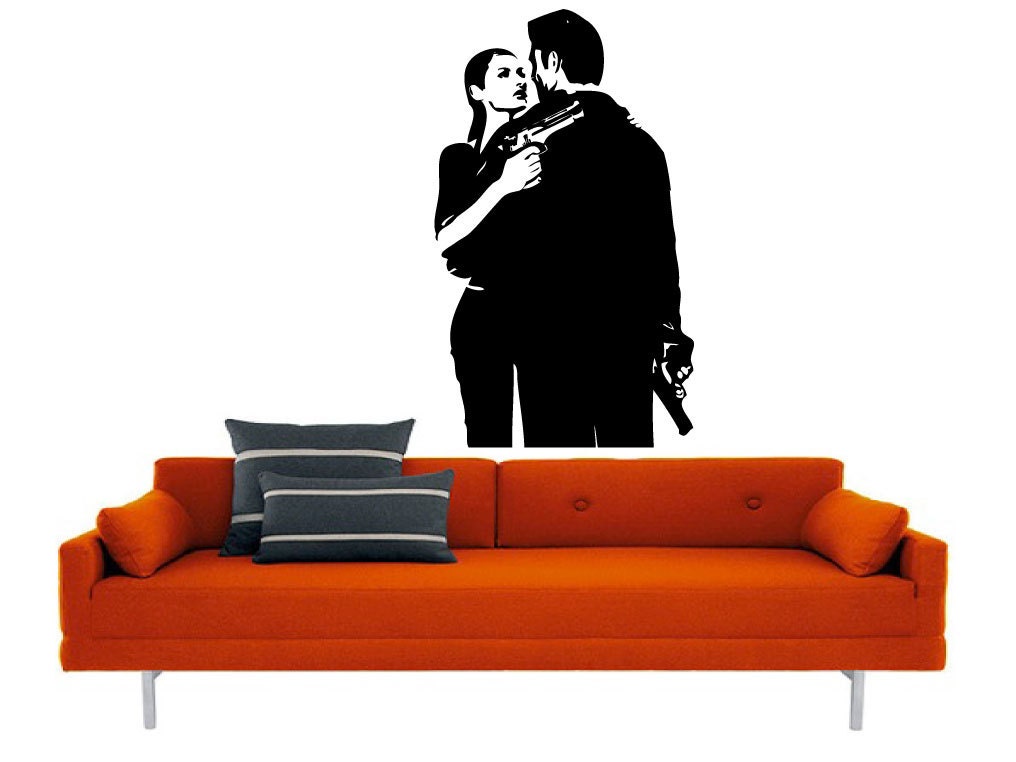 Gangsta Couple vinyl Wall DECAL gangster mob interior