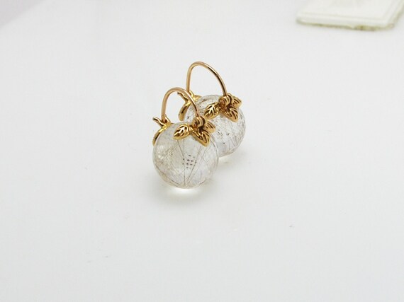 •STRAY• rutilated quartz petal + gold earrings