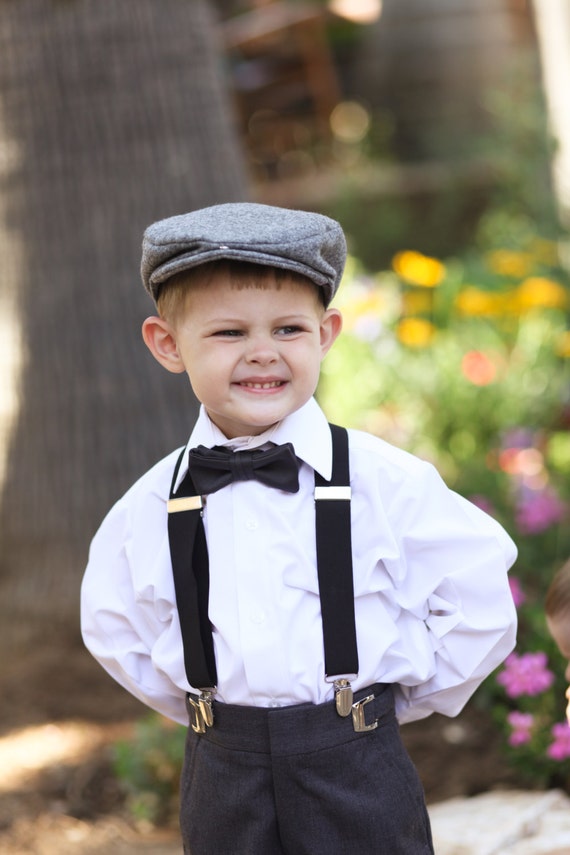 Gray Ring Bearer Hat Gray Wool Scally Cap Newsboy Cap