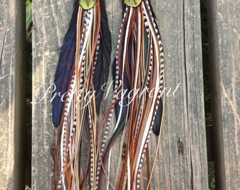 Long Feather Earrings Original Earth Goddess - Feather Extension Earings Extra Long Feathers, Natural Hippie Jewelry