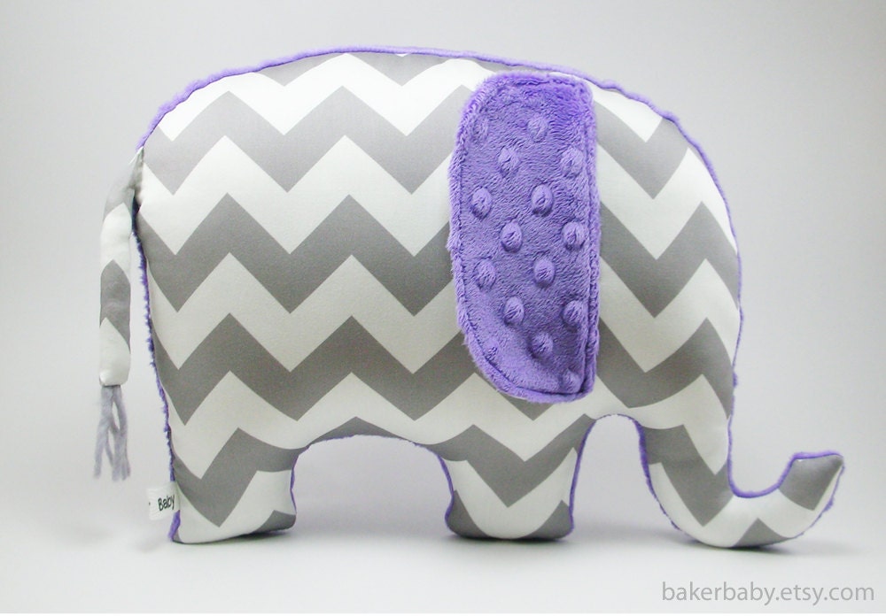 Elephant Pillow Organic Cotton Modern Nursery Decor purple