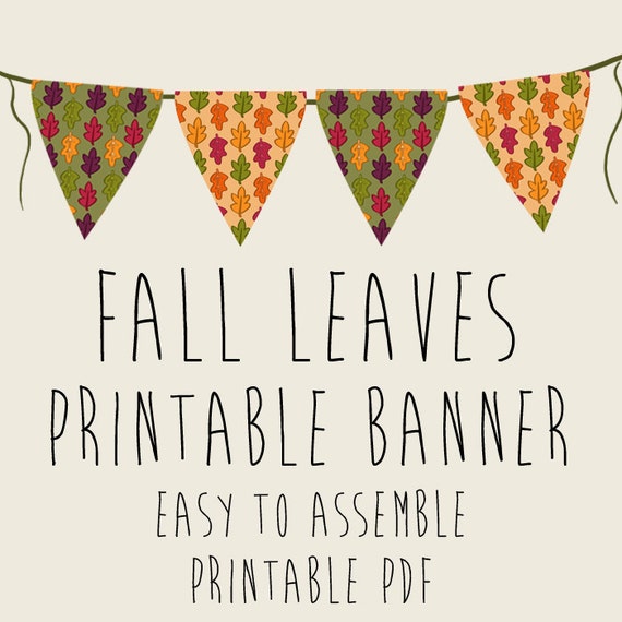 Fall Leaves Autumn Party Banner Printable PDFs Instant