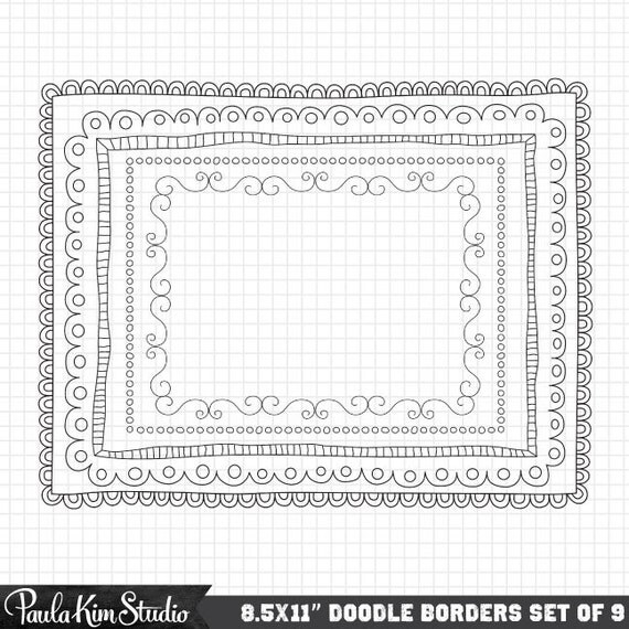 80% OFF SALE Doodle Border Clipart 8.5x11 Frame by PaulaKimStudio