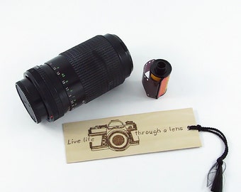 Camera Wooden Bookmark - Hand Pyrography - Photographer quote
