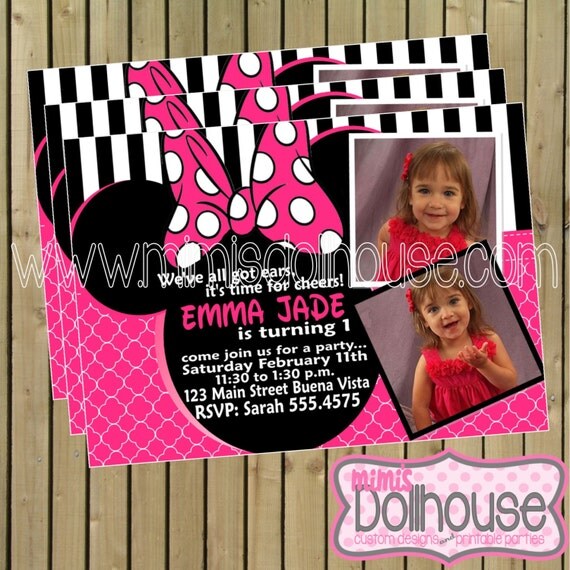 Minnie Mouse Invitation- Minnie Mouse Printable Invitation- Birthday Invitation- JPEG/PDF Il_570xn