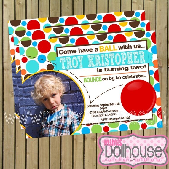 Bouncy Ball Invitation- Printable Ball Pit Birthday Invitation- PDF/JPEG Il_570xn
