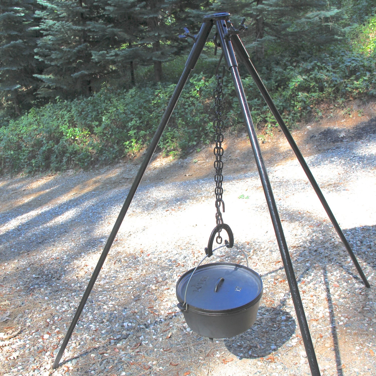 Tripod Campfire Stand extra heavy duty wide by BlacksmithCreations
