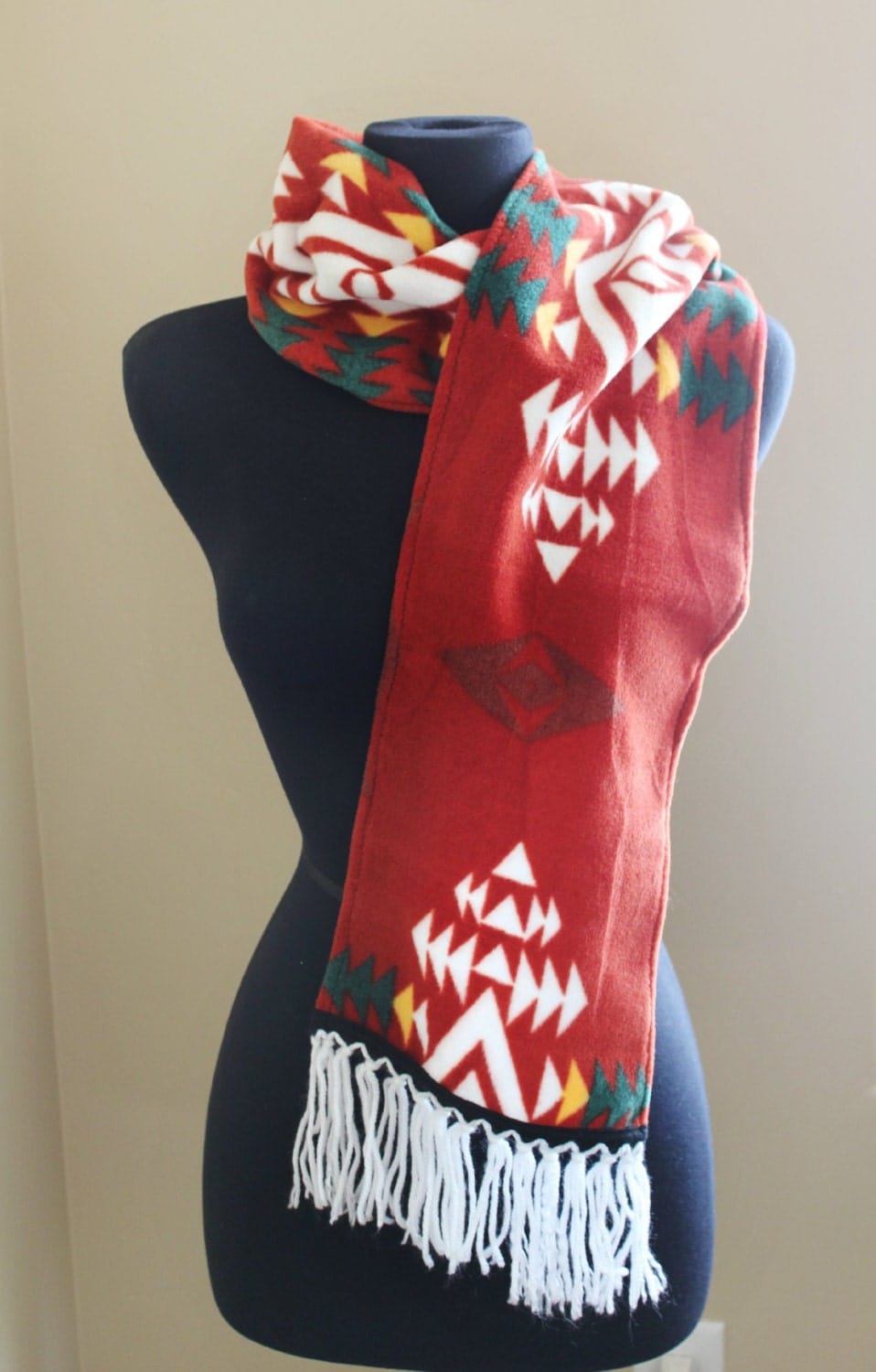 Burnt Orange Native American Print Scarf by shimasnavajojewelry