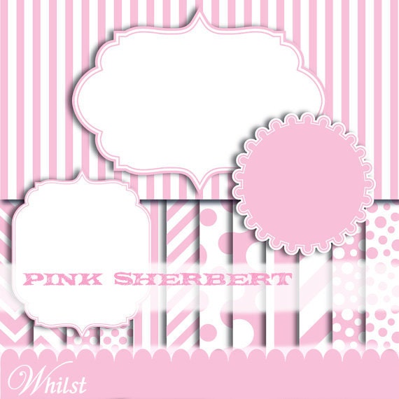 SALE Pink Digital paper frame baby pink chevron photo circle digital frames clip art girl stripe : p0176 3s3750 Il_570xn