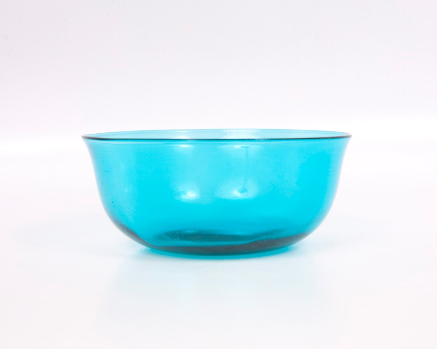Vintage Teal Blue Glass Bowl Serving Dish Berry Bowl Turquoise