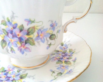 Vintage Tea Cup and Saucer by Paragon English Flowers Violet Pattern Cottage Style Tea Party Thank You or Housewarming Gift Inspiration