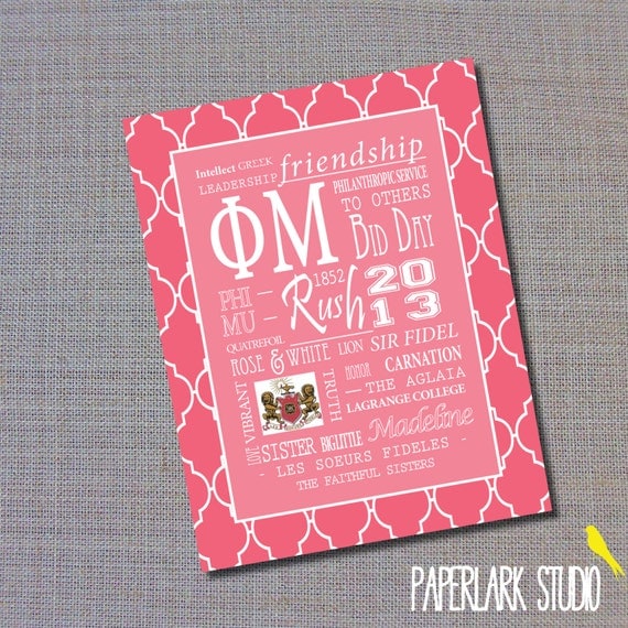 Phi Mu Typography Print