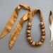 Gold and Brown Chunky Silk Bead Fabric Necklace / Natural Shabby Chic Statement Jewelry / gold tan feminine autumn jewelry