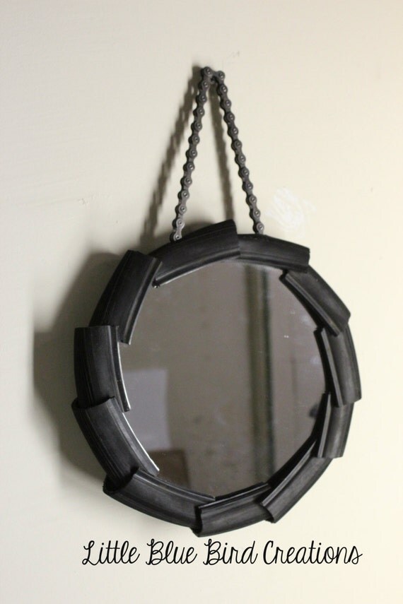 Upcycled Vintage Bicycle Mirror Tire Mirror Functional Art