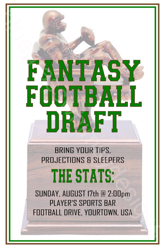 Fantasy Football Draft 4x6 Printable Invitation