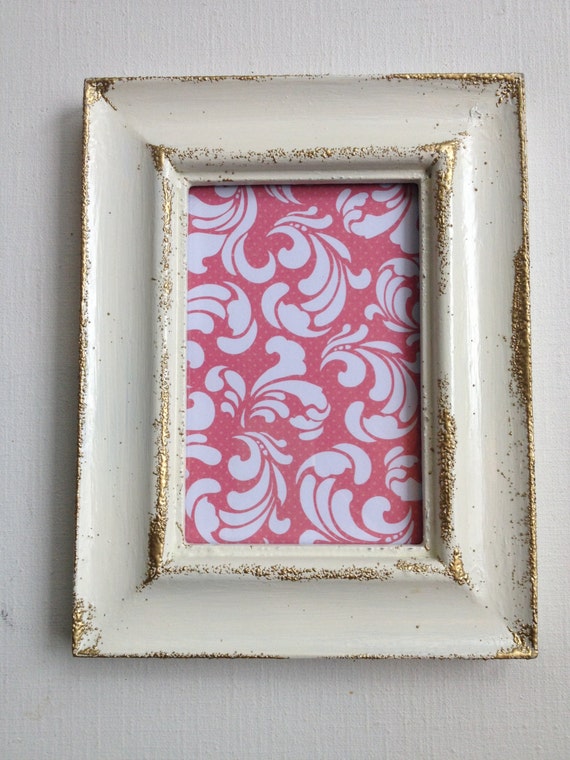 4x6 frame heirloom white with gold details by greenchicliz on Etsy