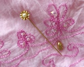 Vintage  Gold Stick Pin  Lapel Flower Pin  Hat Pin