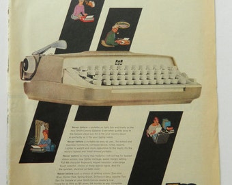 Typewriter ad, Smith Corona advertising, Galaxie model, office decor ...