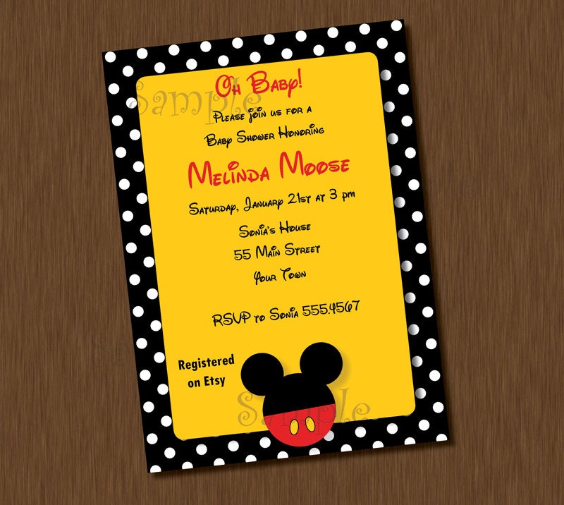 Mickey Mouse Printable Invitation EDITABLE Boy Baby Shower