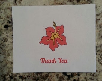 Printable Hibiscus Thank you Cards