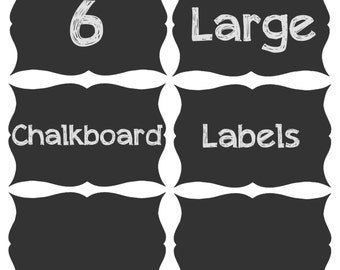 SALE!!! 6 Large Chalk Board Labels 5.5in x 3.75in on Adhesive Chalkboard Vinyl