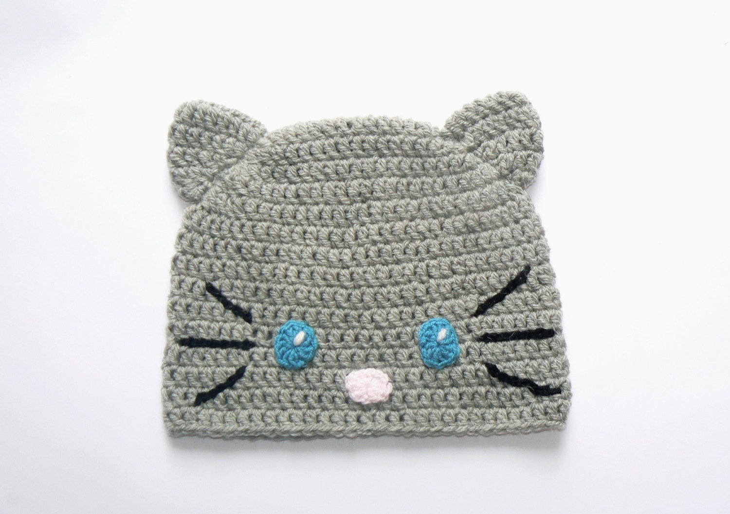 Crochet Animal Hat, Cat Hat, Crochet Beanie, Cat Ears Hat ...