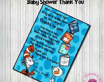 DR. SEUSS Baby Shower Thank You Card bring a book personalized ...