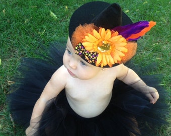 Not So Scary Witch Costume, Black, Orange, or Multi Colored Tutu Costume, Infant Witch Costume, Toddler Witch Costume