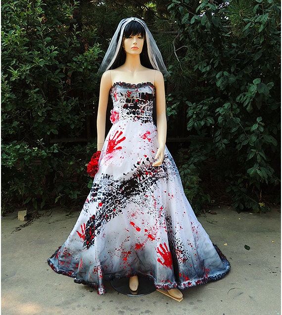 Roadkill Blackened Burned and Bloody Zombie Bride Costume