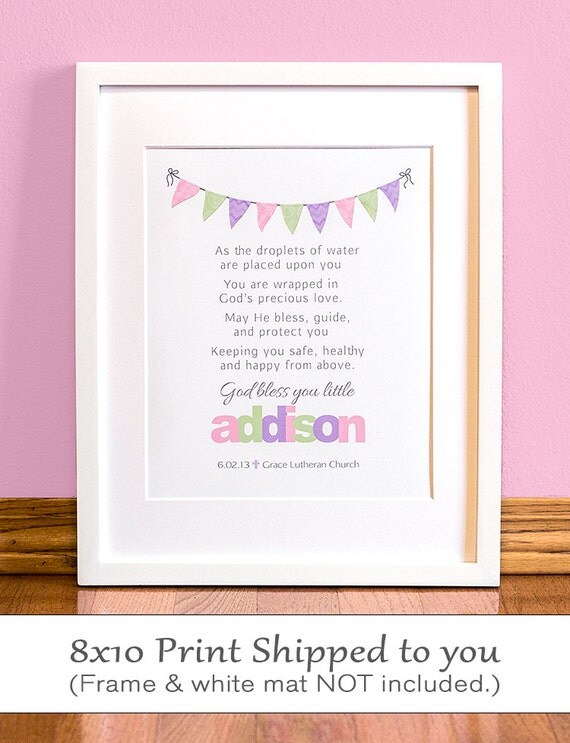 Girls Baptism Prayer Personalized Wall by SignsofFaithCreation