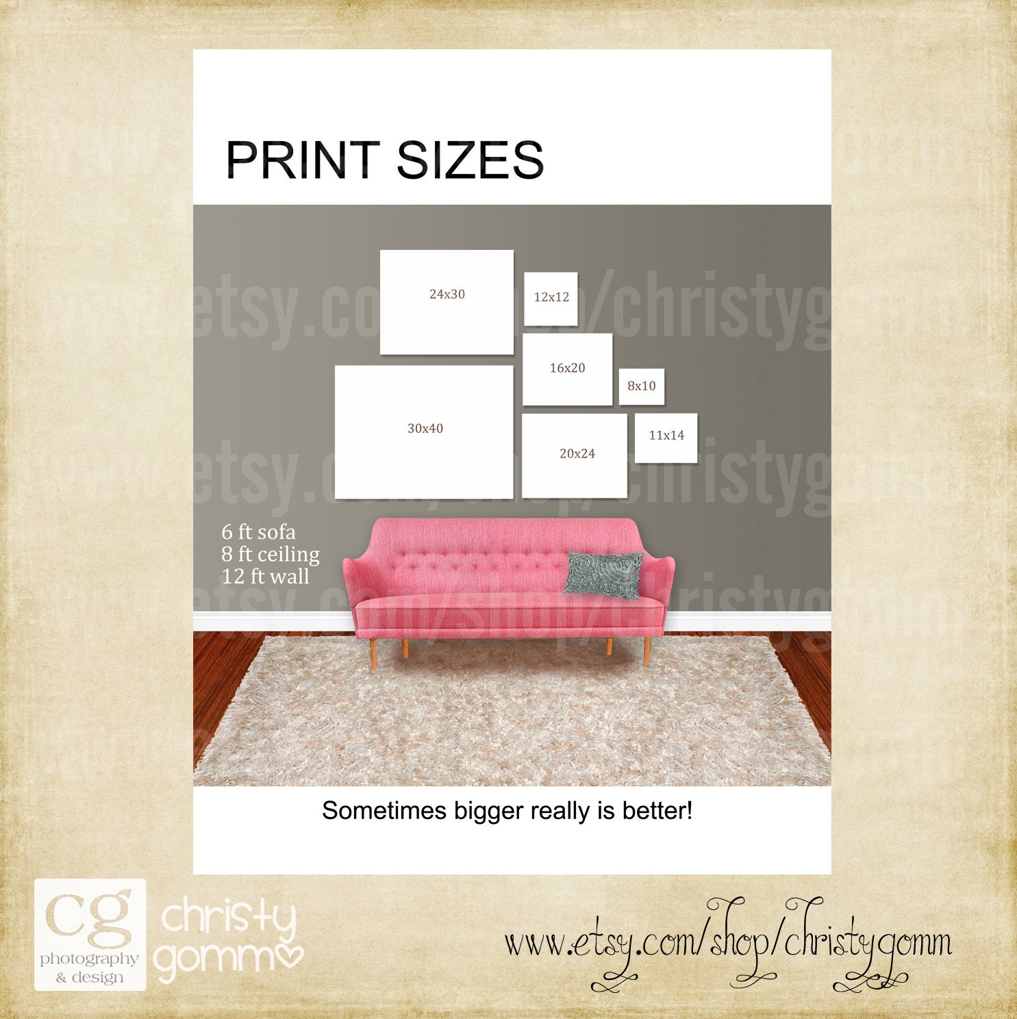 Print Size Chart 8.5x11 Template fully