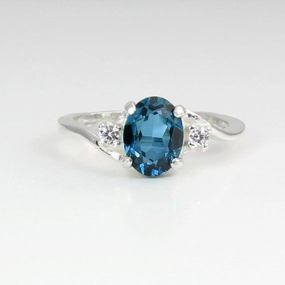 London Blue Topaz Ring Sterling Silver  Gemstone Ring London Blue ...