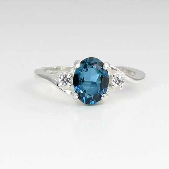 Genuine London Blue Topaz Ring Sterling Silver  Gemstone Ring London ...