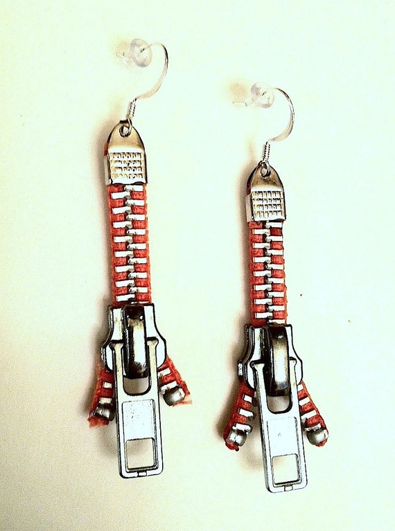 Items similar to Zipping Zipper Earrings on Etsy