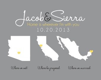 ... Locations, Quote, Wedding Date, Unique Present, Personalized Gift