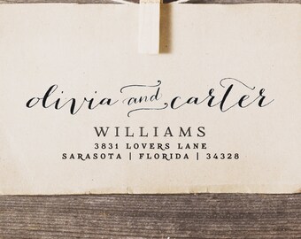 Personalized Stamp Address : Custom rubber stamp for personal wedding gift calligraphy