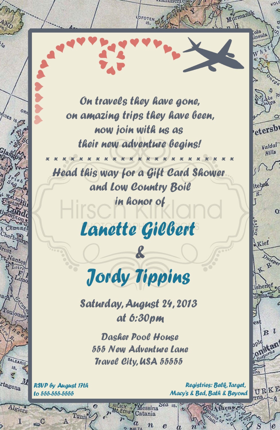 Travel Party Invitation Wording 1