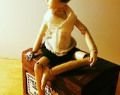 OOAK wooden miniature ball jointed art doll steampunk theme 1:12 dollhouse scale unique bjd posable boy