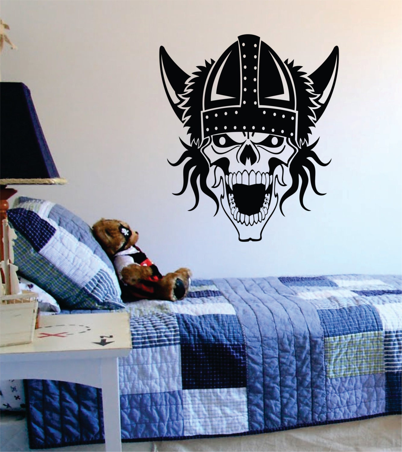 Viking Skull Decal Sticker Wall Vinyl Decor