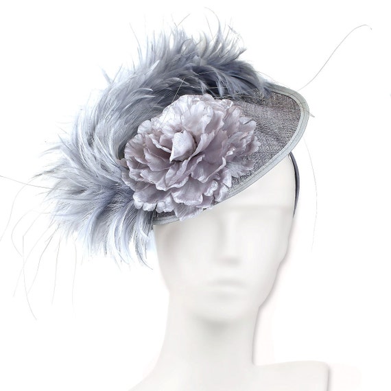 Wedding Hat Fascinator in Grey Womens Hat for Weddings or The