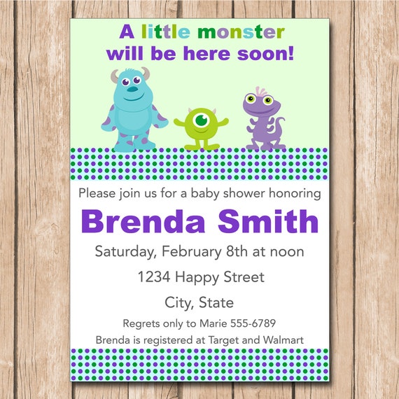 Mini Monsters Inc. Baby Shower Invitation | Boy or Girl, Neutral - 1 ...