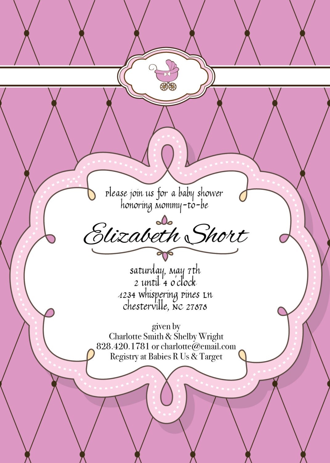 Printable Baby Shower Invitation Digital File by RedFernDesign