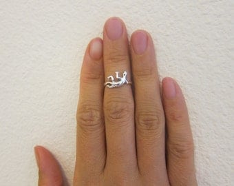 Adjustable Sterling Silver Gecko Toe Ring, Also Midi Ring, knuckle Ring.