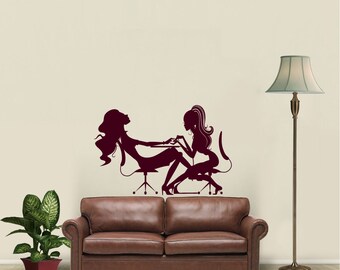 girl woman silhouette doing manicure housewares wall vinyl decal art design murals interior beauty hair spa - Wall Art Design Decals girl woman silhouette doing manicure housewares wall vinyl decal art design murals interior beauty hair spa - Wall Art Design Decals