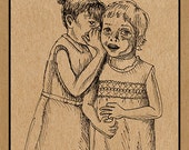 Little Girl's Secret -- Giglee print of an ink drawing by Anita Drieseberg Little Girl's Secret -- Giglee print of an ink drawing by Anita Drieseberg