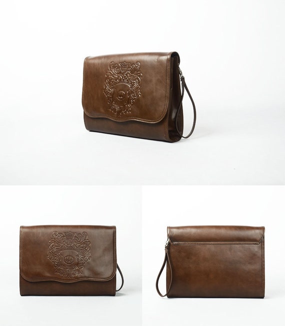 Designer Clutch Leather Bag Large Brown Clutch bag Brown Clutch Purse ...