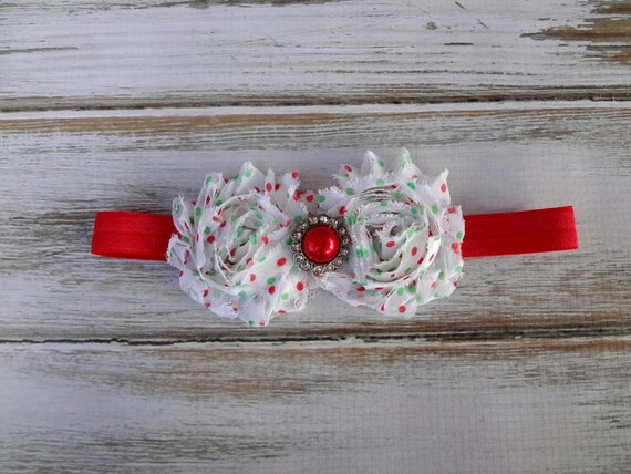 Items similar to Christmas Headband - Red and Green Polka Dotted ...